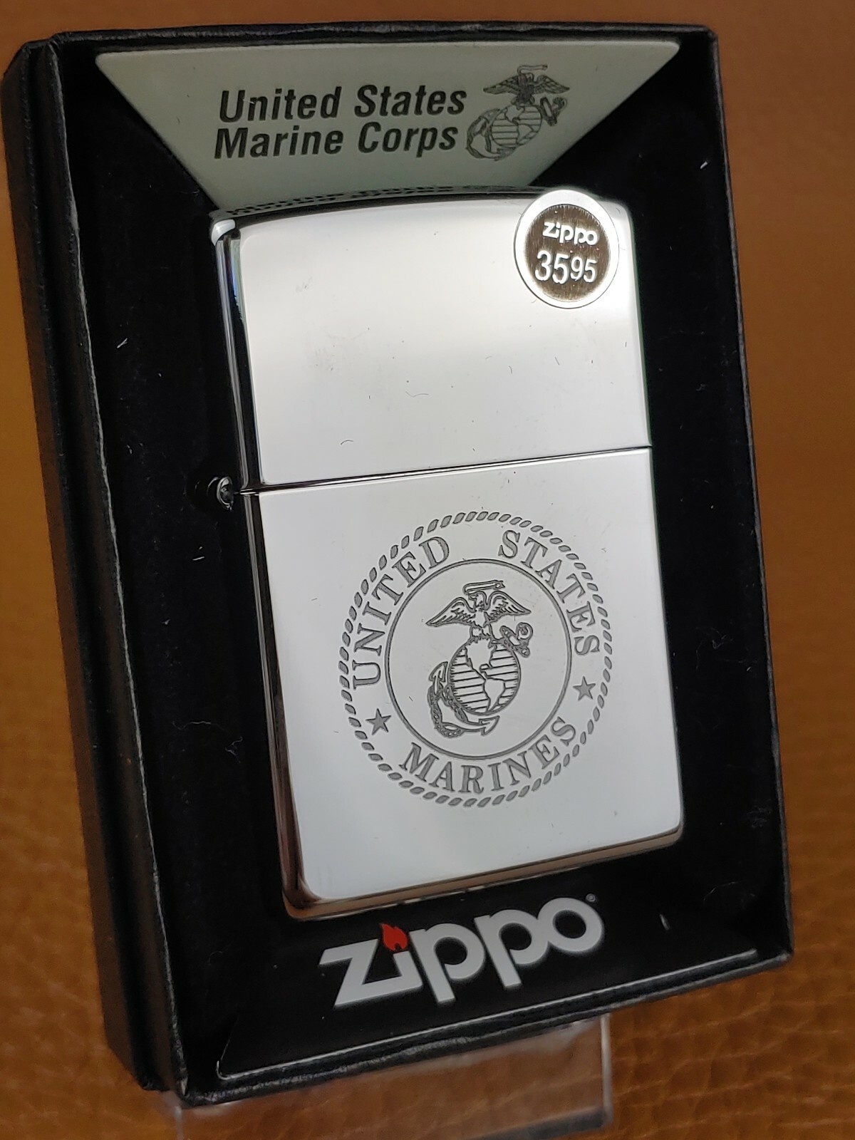 ZIPPO 80388 USMC on HIGH POLISHED Chrome Lighter - NEW in Box - JUL (G) 2019