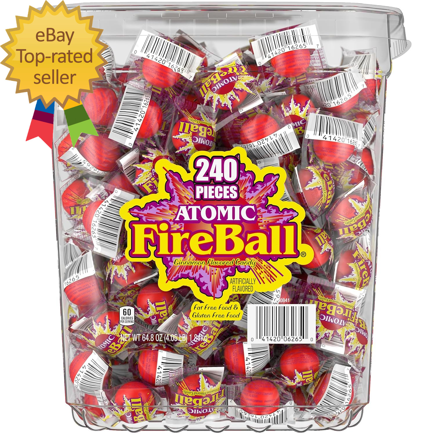 Atomic Fireball, Candy, Cinnamon Flavor, Individually Wrapped, 7.5 G (240 Ct)