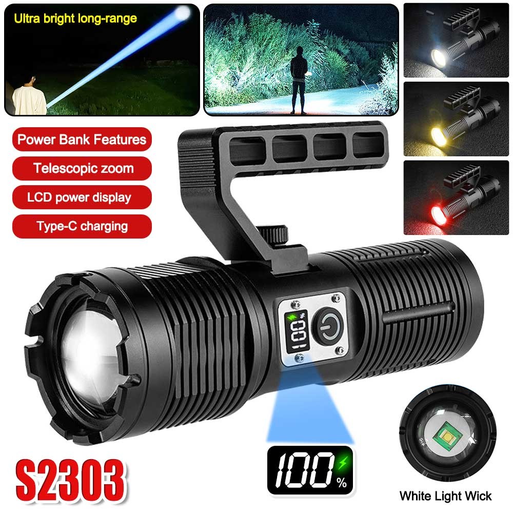 3000000 Lumens White Laser LED Flashlight Torch  COB Tail Light USB Rechargeable