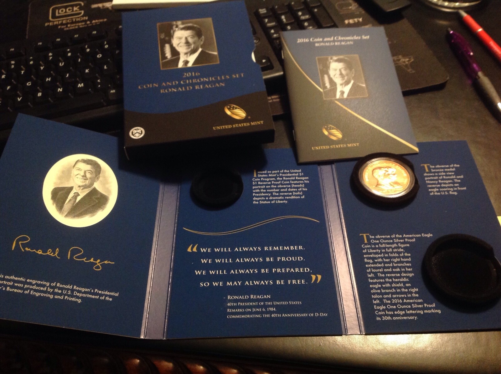 2016 COIN & CHRONICLES SET Bronze Medal only Ronald/Nancy Reagan w/OGP Nice!