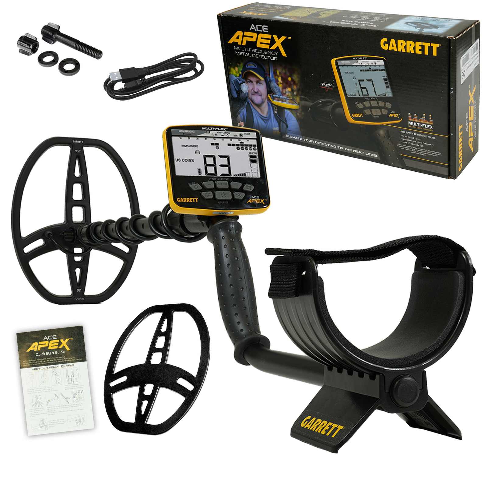 Garrett ACE APEX Detector with 8.5 x 11 Multi-Flex Raider Coil