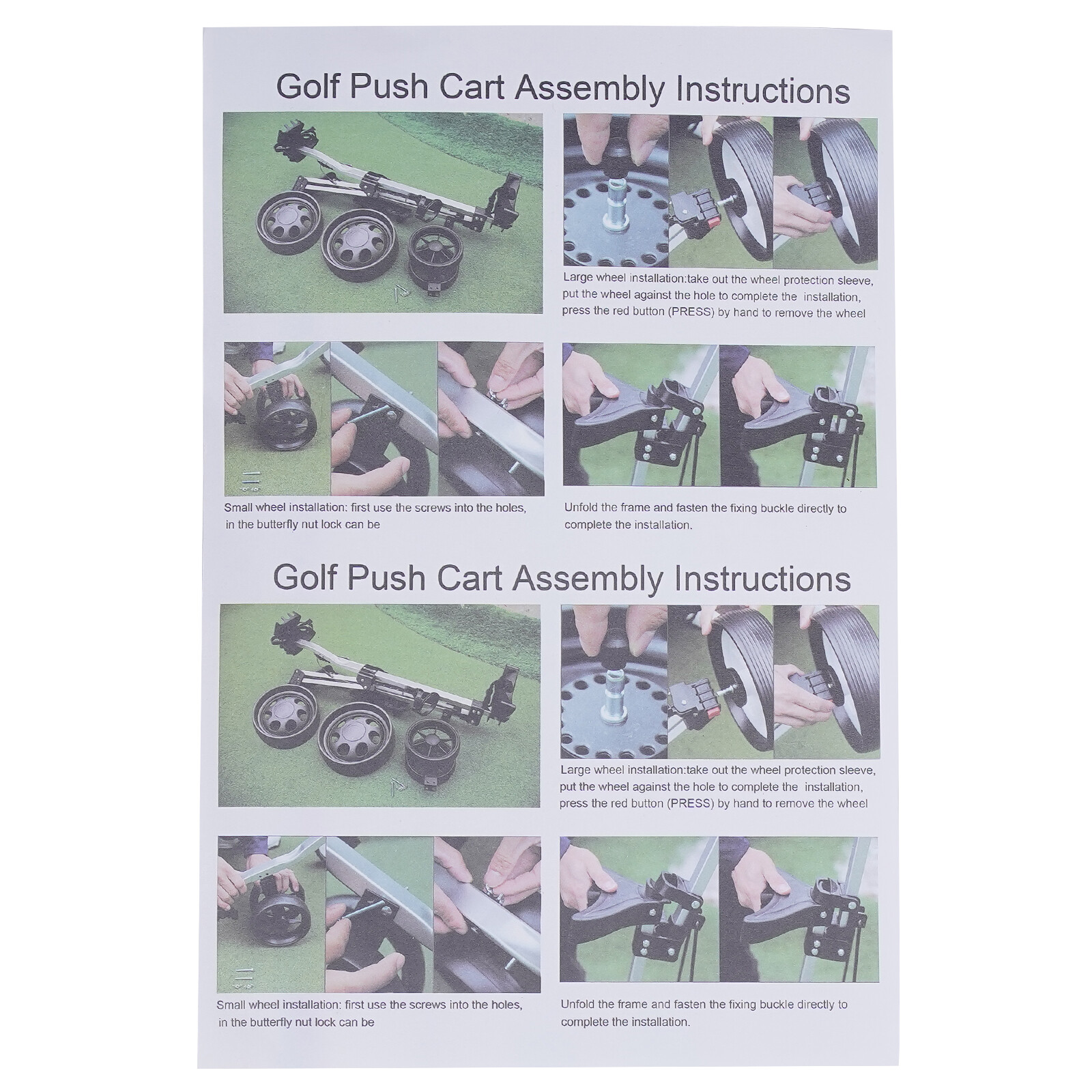 3 Wheel Golf Push Cart Lightweight Push Pull Golf Cart Trolley Sturdy Foldable