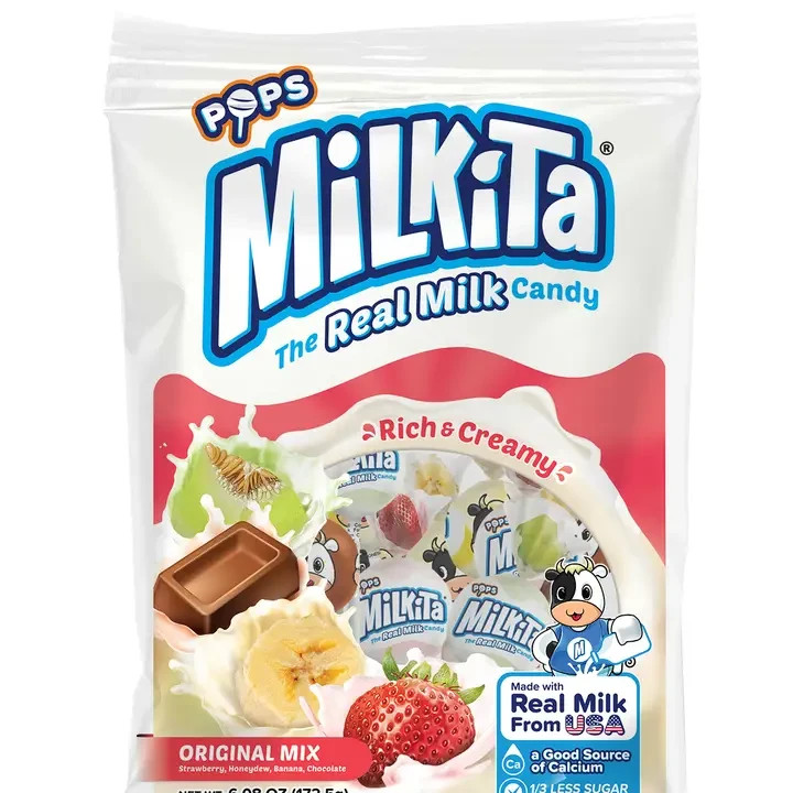 1 BAG Milkita Original Milk Lollipops 6.08oz Banana Strawberry Chocolate Melon