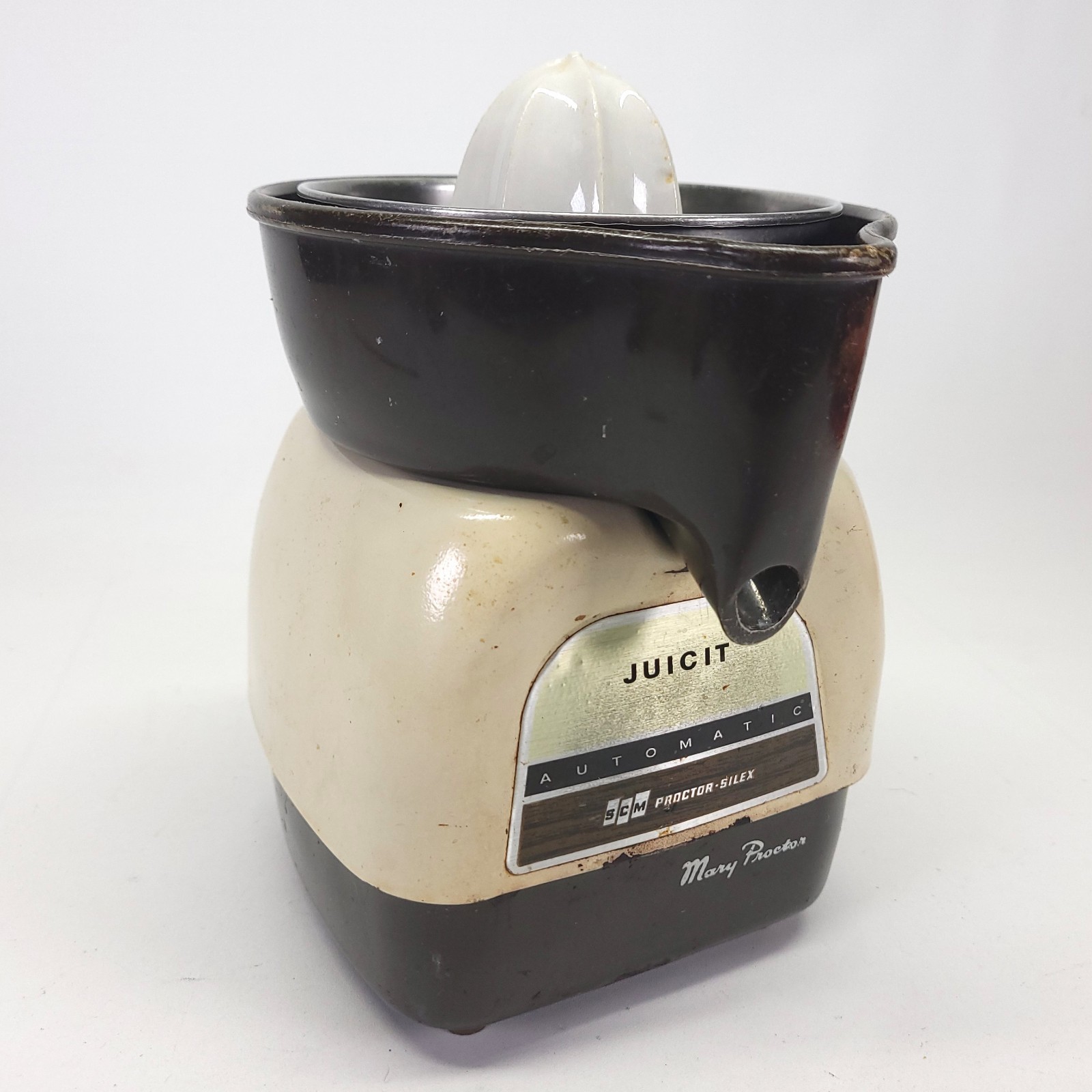 Juicit Automatic Citrus Juicer Proctor-Silex Mary J101WA Beige Vtg Made in USA