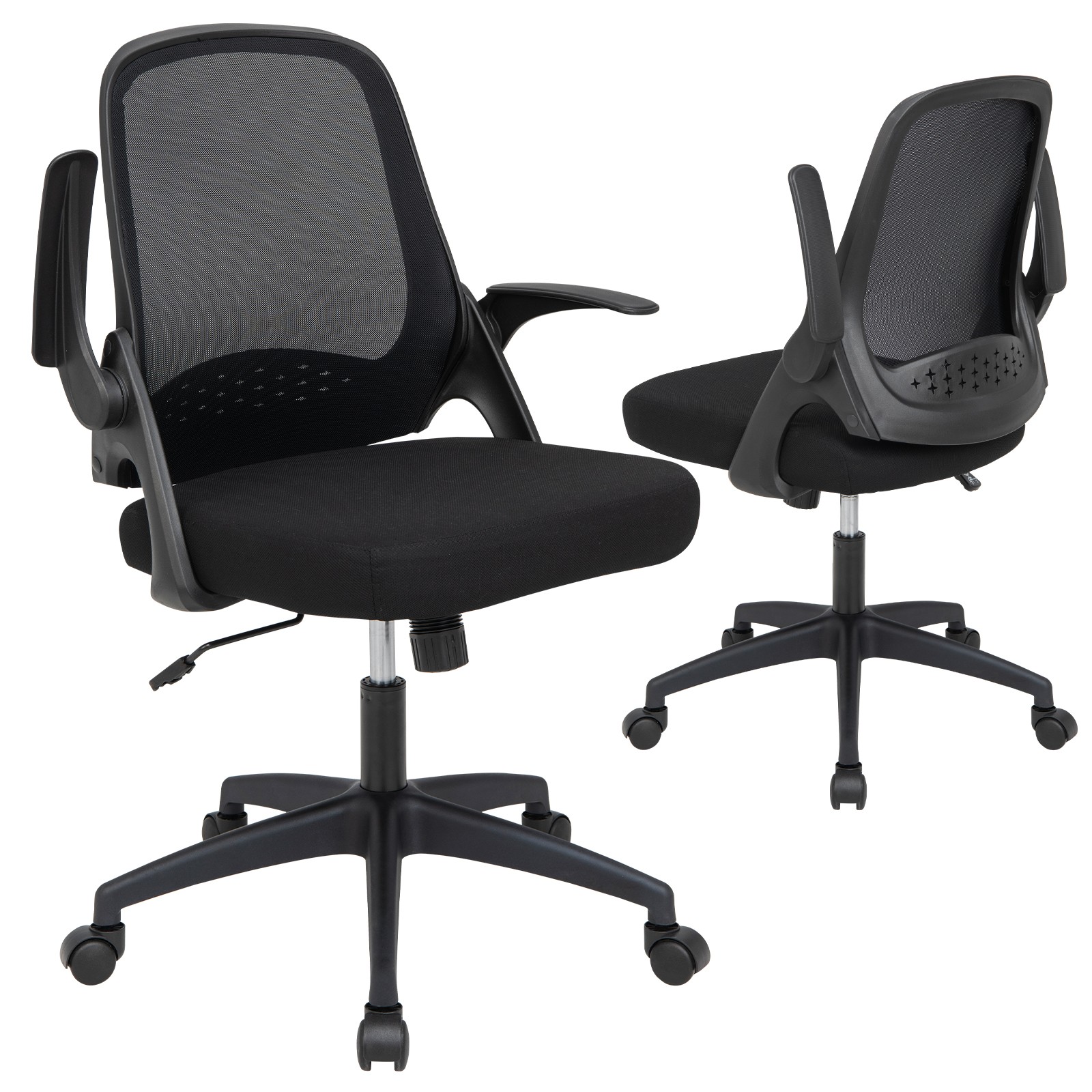 Mesh Office Chair Adjustable Rolling Computer Desk Chair w/Flip-up Armrest Black