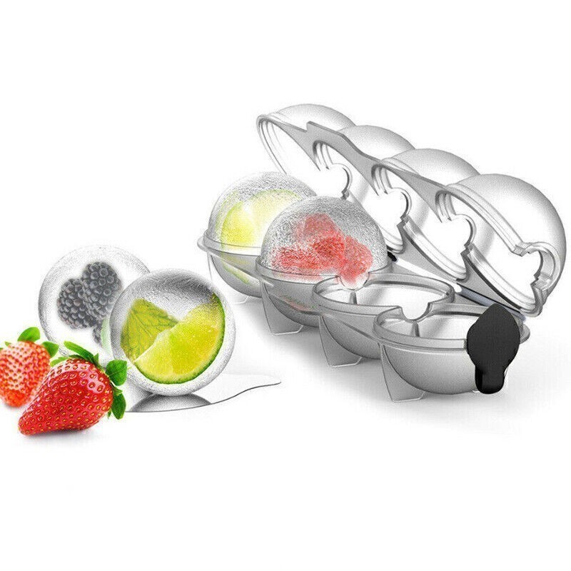 Bar Ice Cube 4 Ball Maker Mold Sphere Large Tray Whiskey DIY Mould Size 2.2"