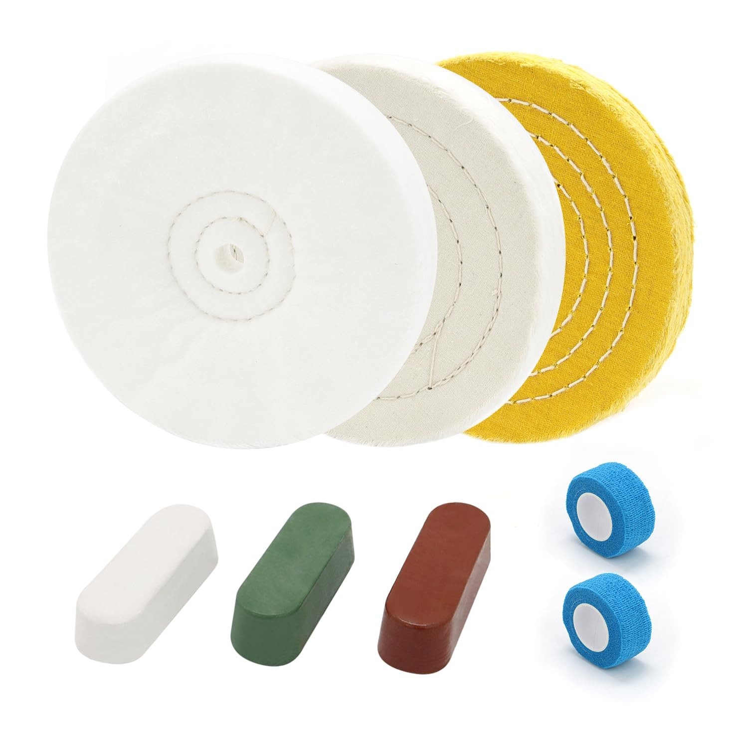 8" Buffing Polishing Wheels Set - Soft/Fine/Medium for Bench Grinder, 3PCS + 7.4