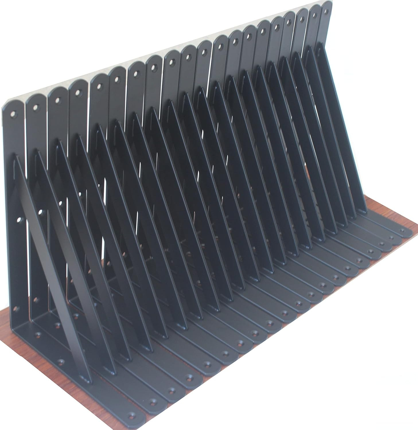 20 Pack L11" X H 8" Black Heavy Duty Shelf Brackets with Screws Metal Shelf