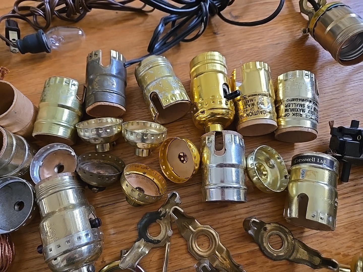 Lamp Light Fixture Lot Cords Copper Wires Socket Covers