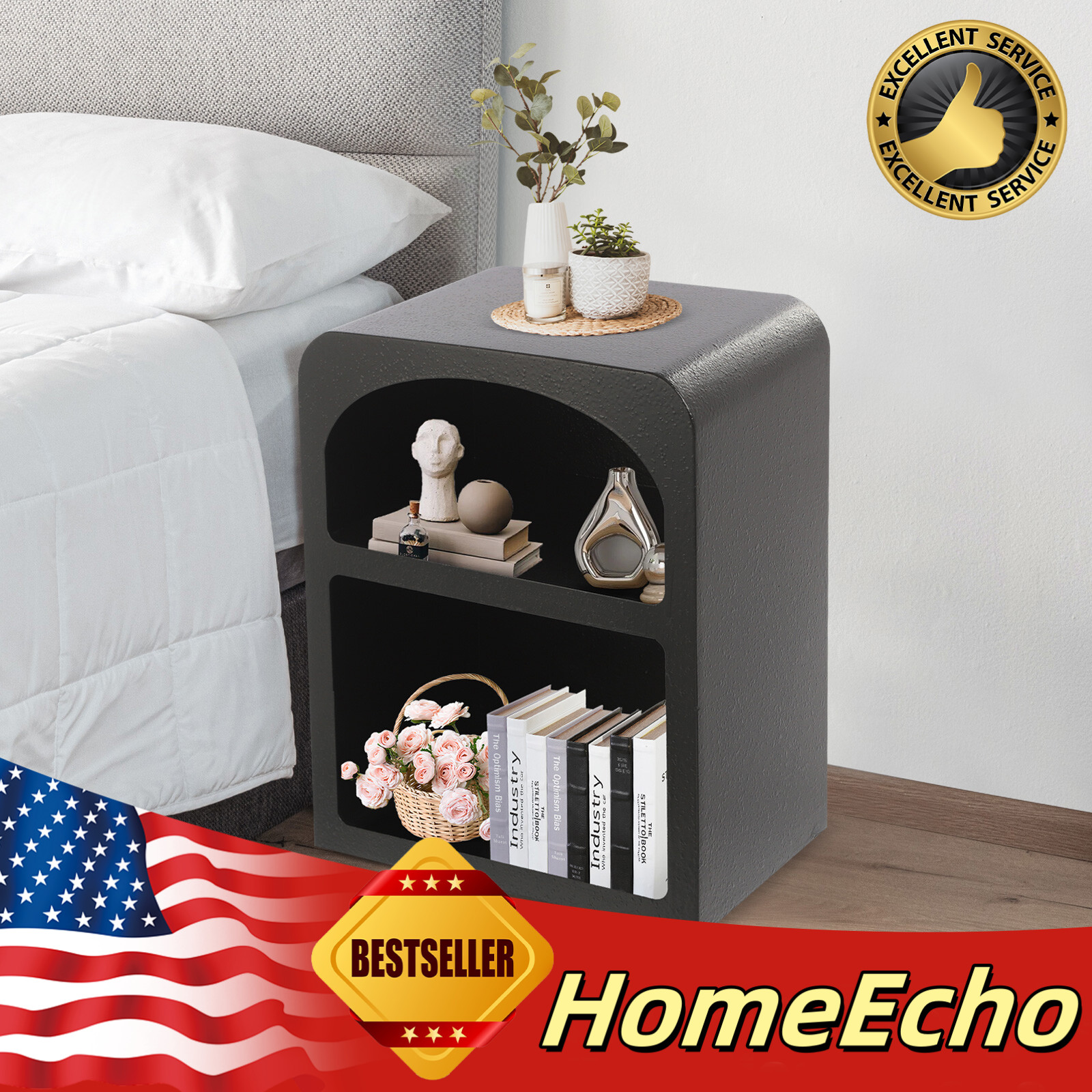 Bedside Table, Storage Cabinet for the Bedroom, Side Table with 2-tiers