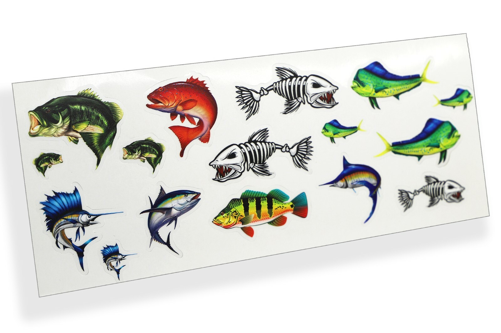 R/C Scale Saltwater Bass Fish Sticker Sheet RC 1:10 Boat Body Mini Decal Pack