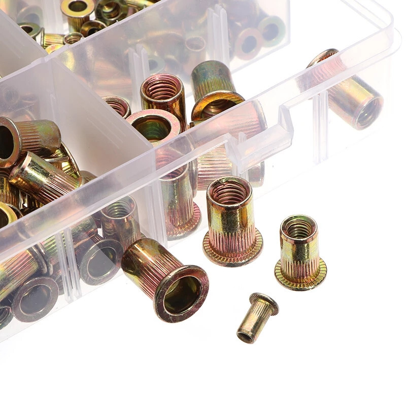 120Pcs M4-M12 Rivet Nut Kit Mixed Zinc Steel Rivnut Insert Nutsert Threaded Set