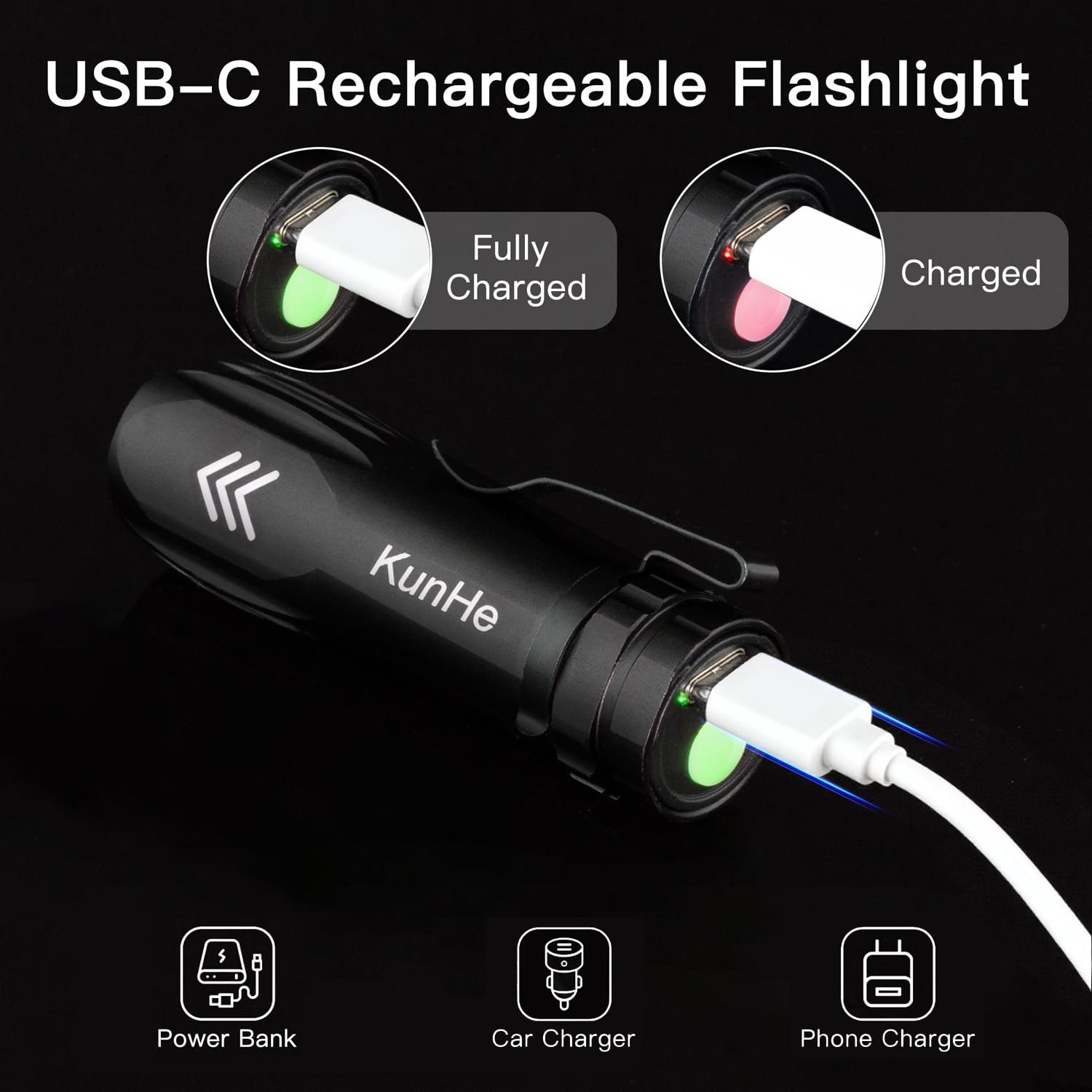 5 Pack Mini Flashlight Rechargeable Bulk USB-C Small High Lumen Flashlight Si...