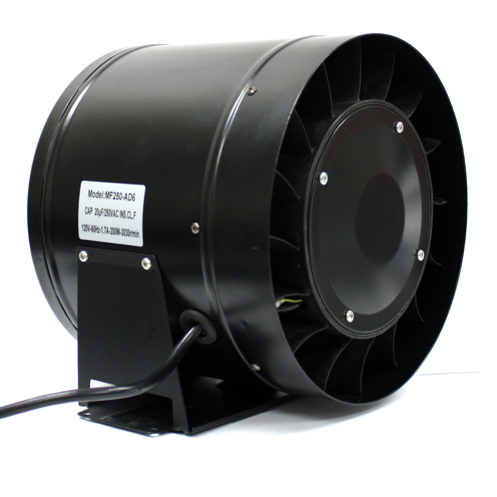 10" Inline Fan 1019 CFM Duct Booster Exhaust Cooling Ventilation Can-Fan Black