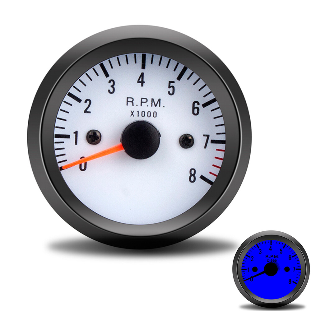 2" 52mm Tachometer 0-8000RPM Tach Gauge Meter Car Truck Motorcycle 12V Blue LED