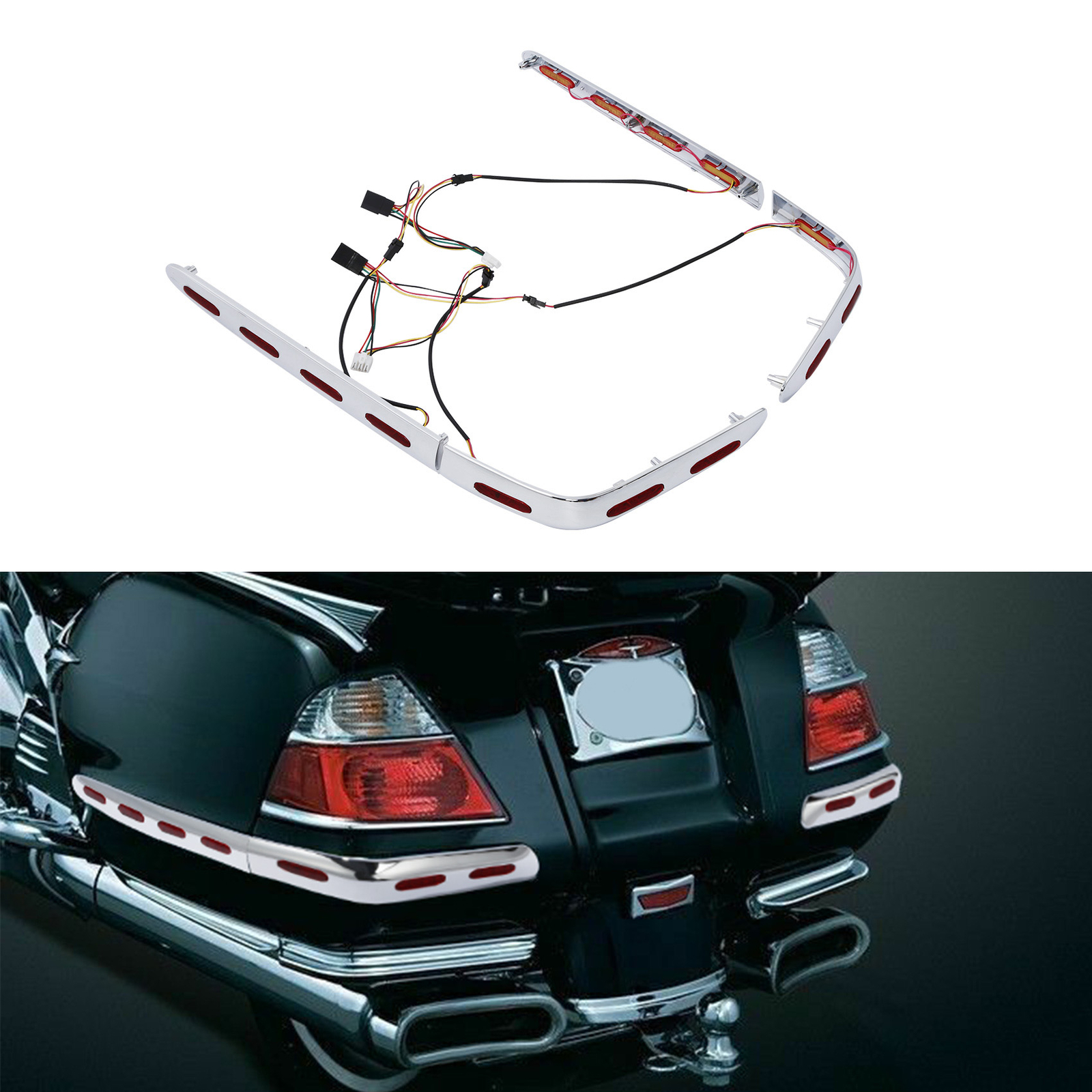Saddlebag Decoration Trims LED Lights Fit For Honda GL1800 Goldwing 1800 01-11