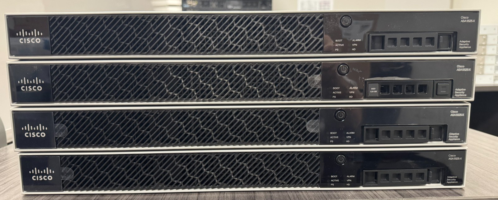 Lot of 4 Cisco ASA 5525-X ASA5525 8-Port Firewall Adaptive Security Appliance