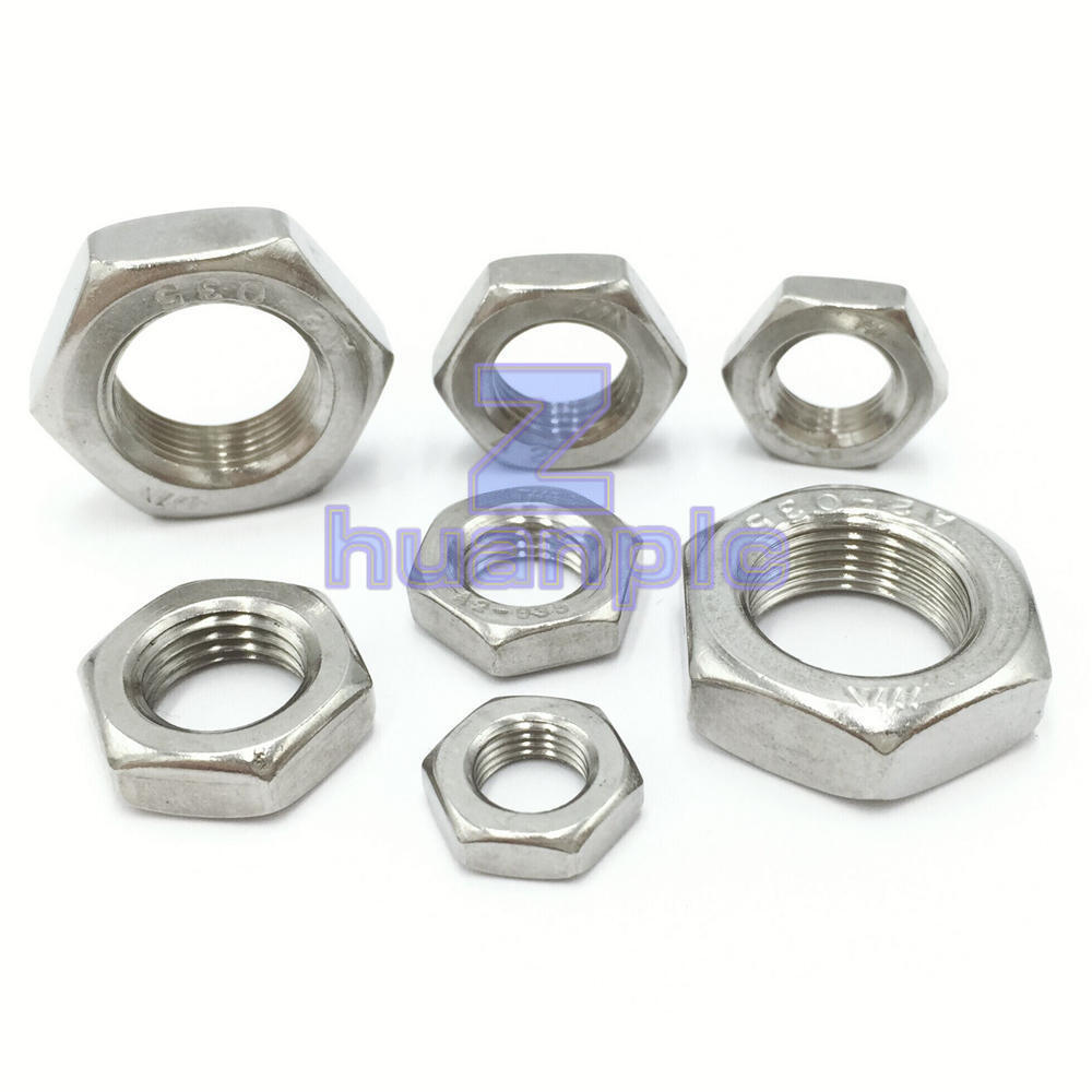 10-100PCS STAINLESS STEEL PITCH HEX NUTS HEX THIN NUT 304  M3-M14