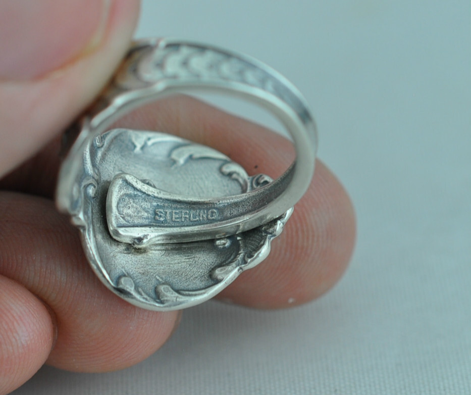 Solid 925 Sterling Silver Gemini Zodiac Angel Birthday Adjustable Spoon Ring