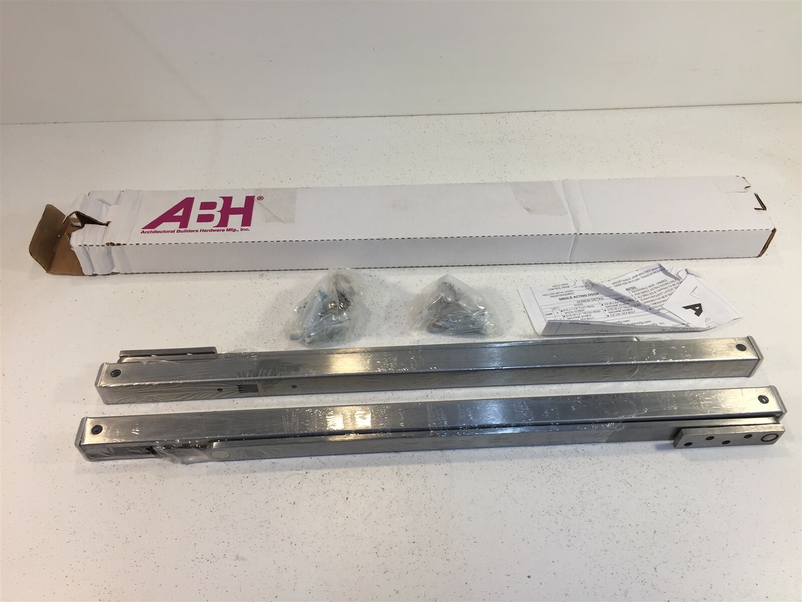 (2) ABH 9024 Door Stop 24" USD32 - Satin Stainless Surface Mount - Set of 2