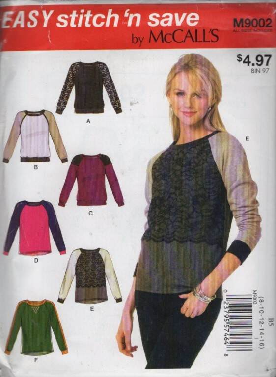 9002 MCCALL'S MISSES' TOPS SZ 8-16