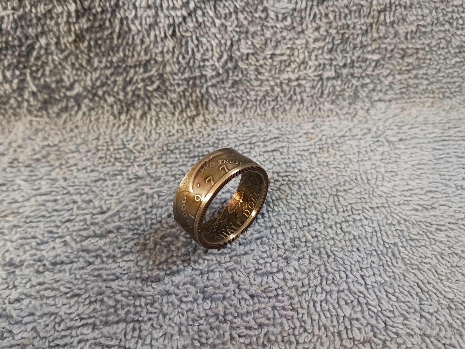 1977 Kennedy Half Dollars  size 12   coin ring  handmade mixed metals (A)