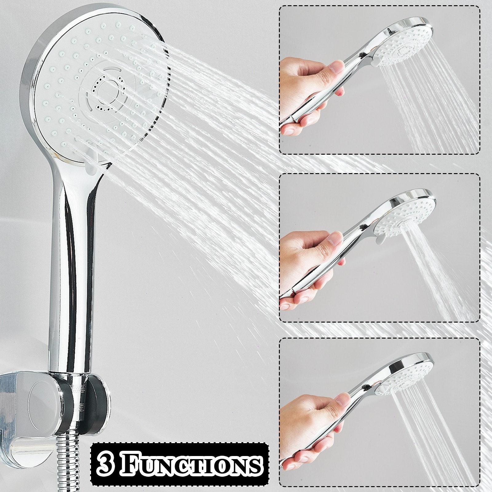 Chrome 8"Rain Shower Head with Handheld Spray Combo High Pressure Adjustable Arm