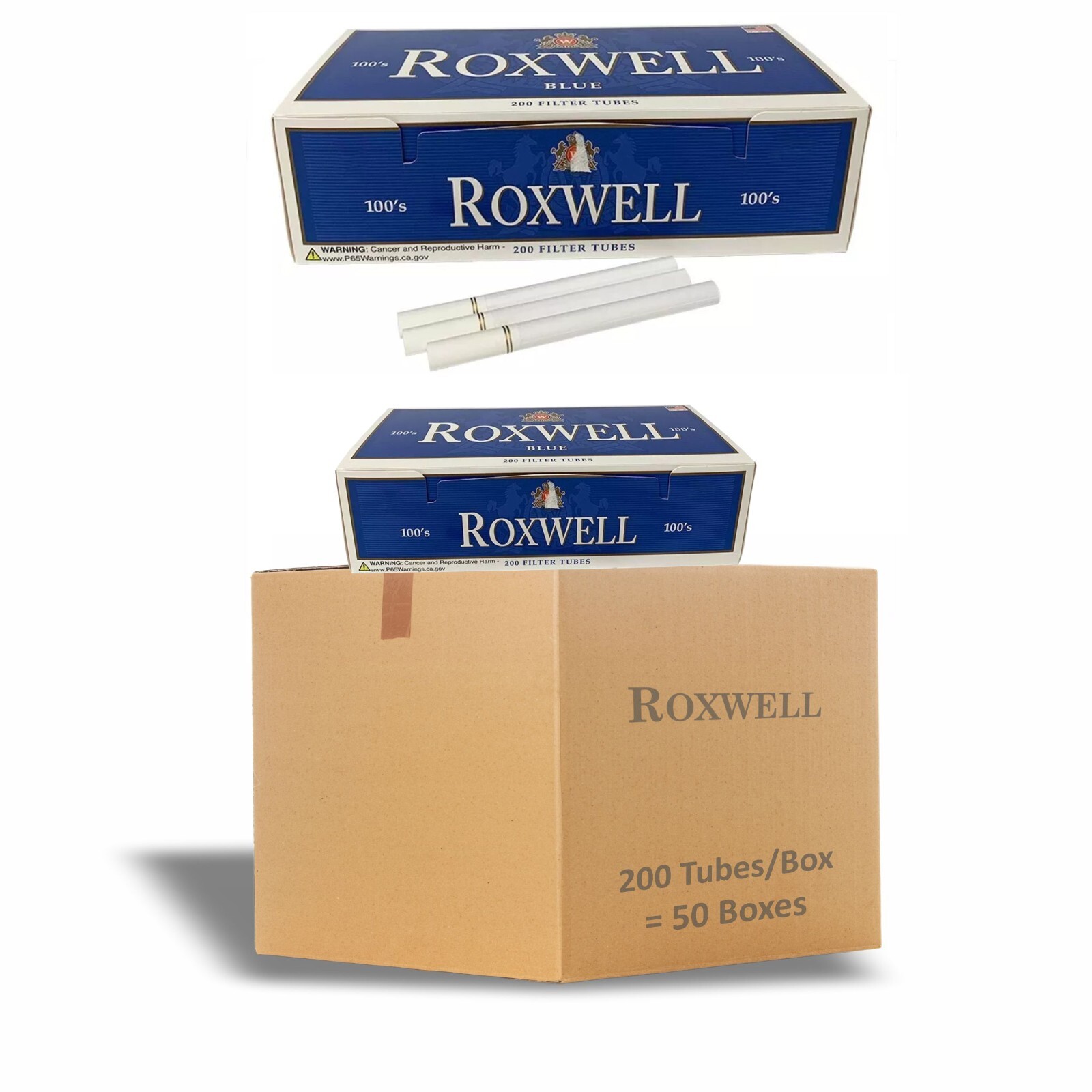Cigarette Filter Tubes 100mm Size Smooth Blue Pre Rolled 10000 Tubes by Roxwell