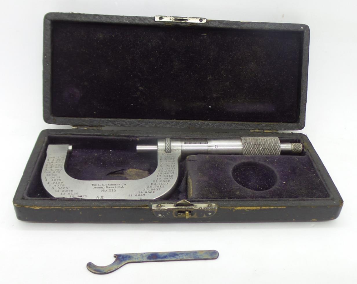 Starett Company Micrometer No. 213 With Ratchet & Original Case