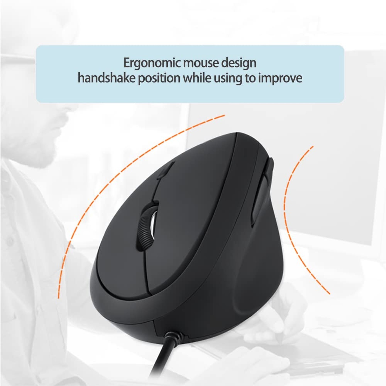 Wired Ergonomic Mouse, Optical Vertical Mouse with 3 Adjustable 800/1200/1600...