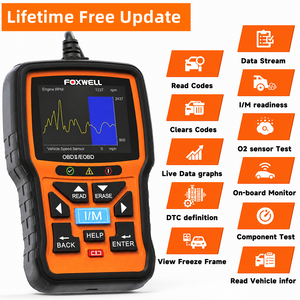 Foxwell NT-301 Code Reader Check Engine Fault OBD2 Scanner Car Diagnostic Tool