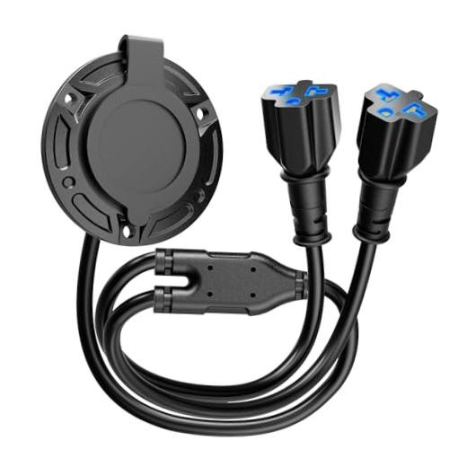 Heavy-Duty 20A 125V AC Port Plug, 12AWG RV Shore Power Inlet Plug Dual T-Plug