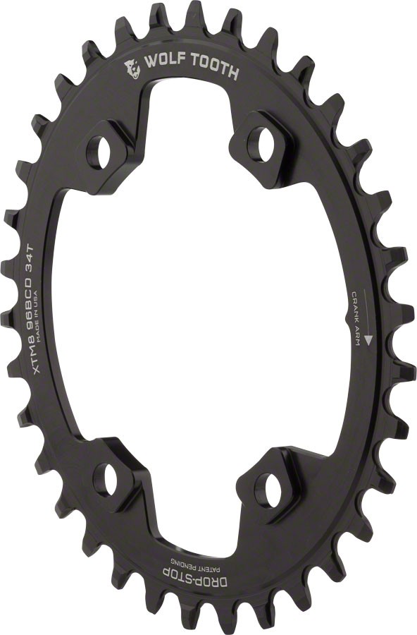 Wolf Tooth Elliptical Chainring 34t 96 BCD 4-Bolt Alloy M8000 M7000