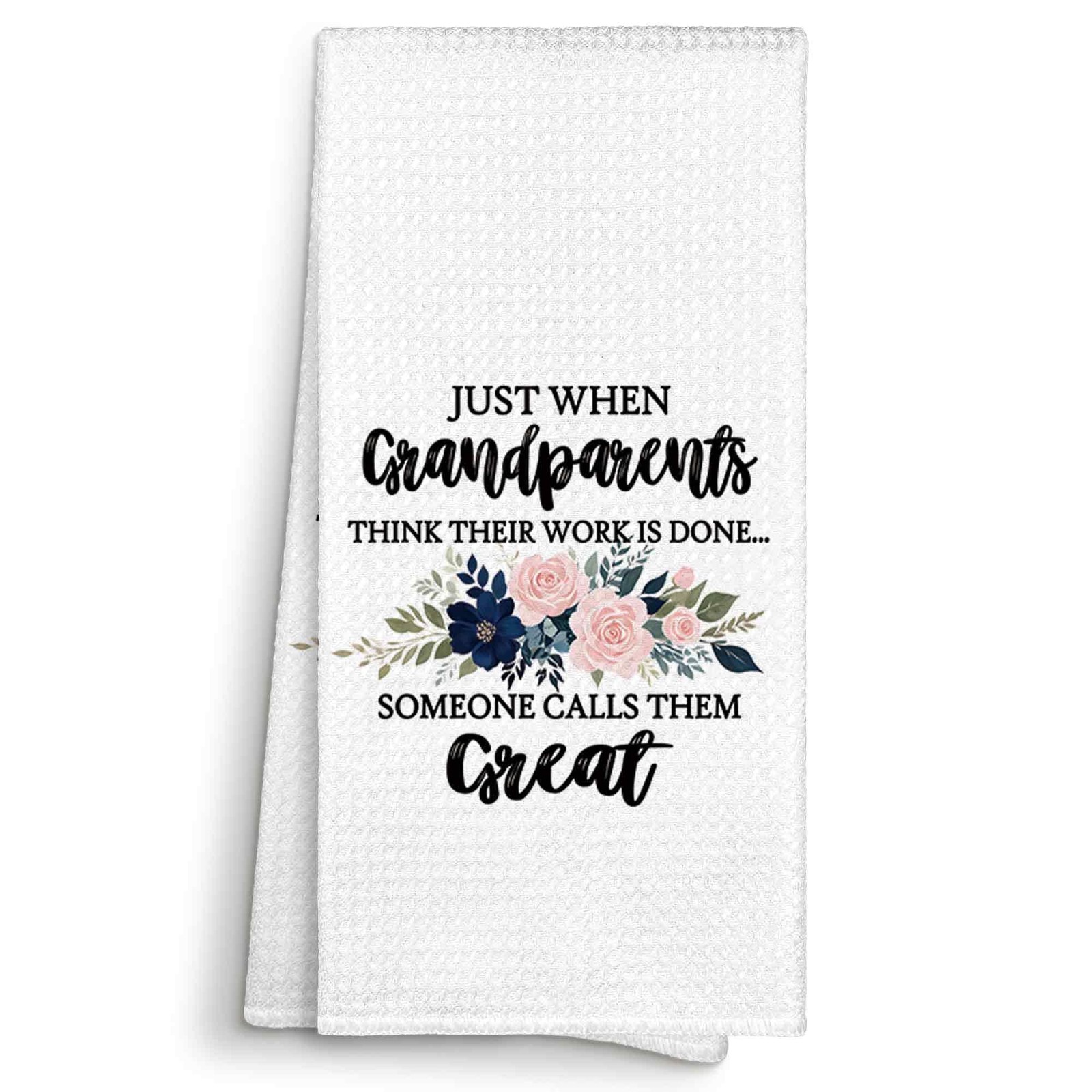 Promoted to Great Grandparents Kitchen Towel, 16x24, Baby Announcement Gift