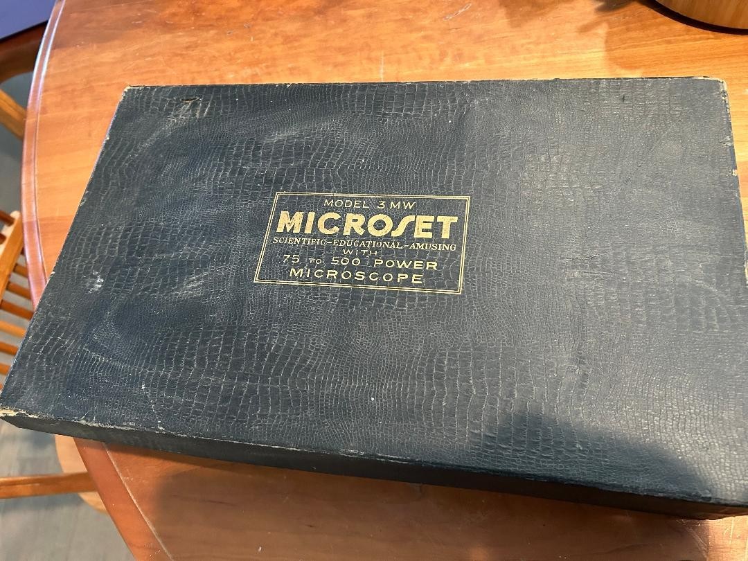 Vintage 1930 Microset Model 3MW Microscope Set Brownstone Manufacturing Co.