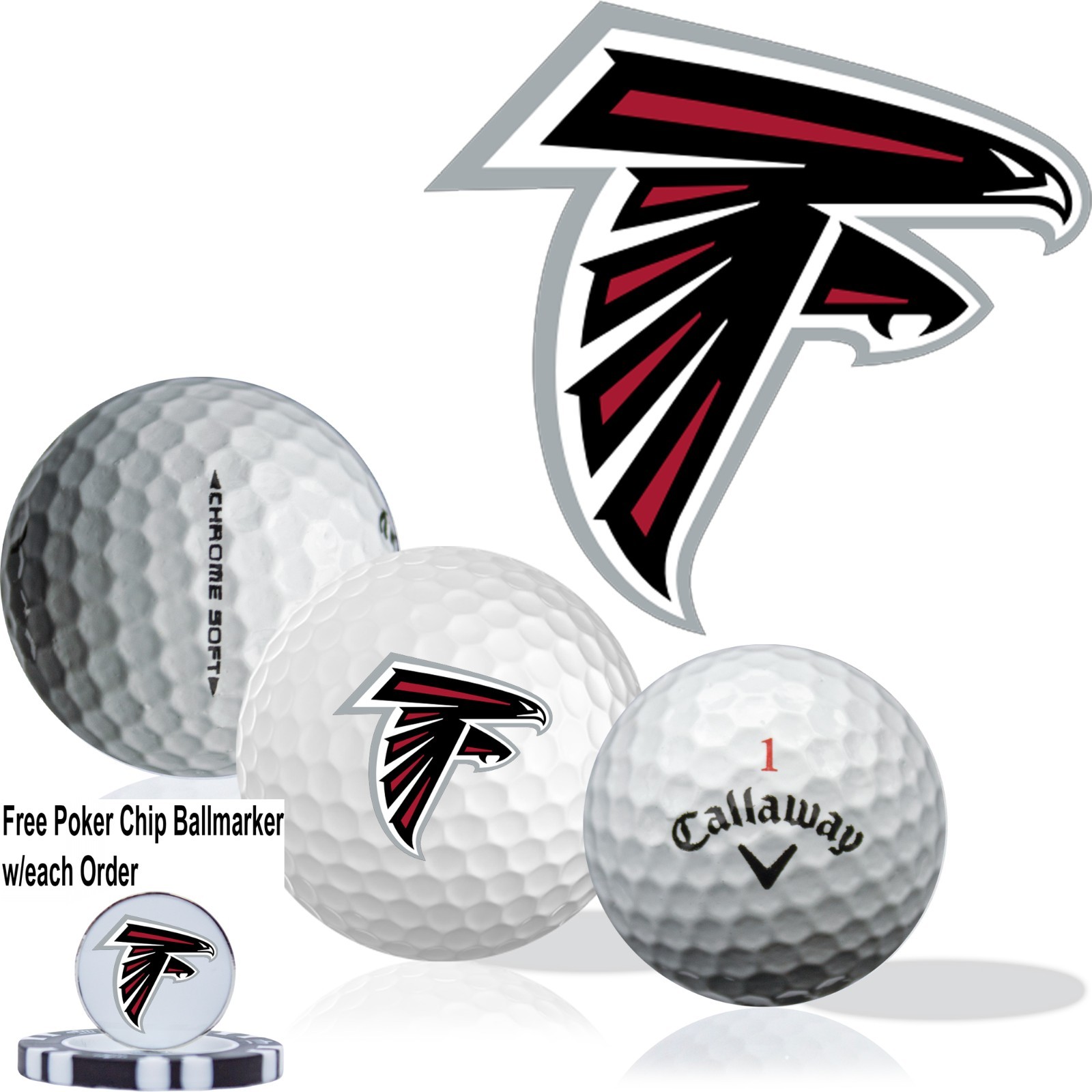 NFL Atlanta Falcons Golf Balls 12 pack Callaway Chrome Soft Refinished
