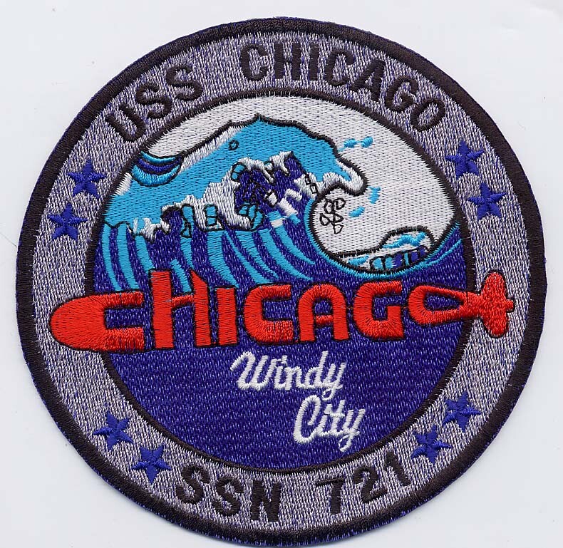 USS Chicago SSN 721  Crest "Windy City" 5 inch Fully Emb a958