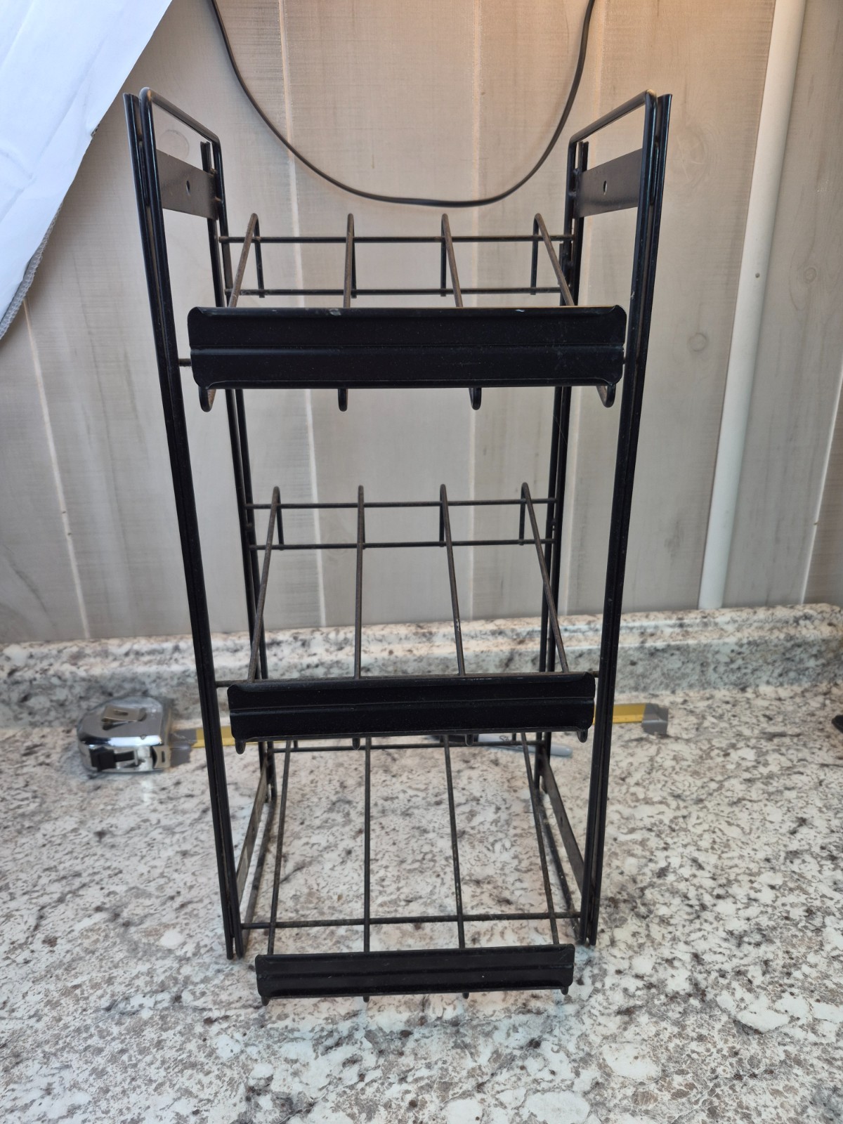 Countertop Retail Display Rack Metal 3 Tier Slanted Shelf Candy Snack Black