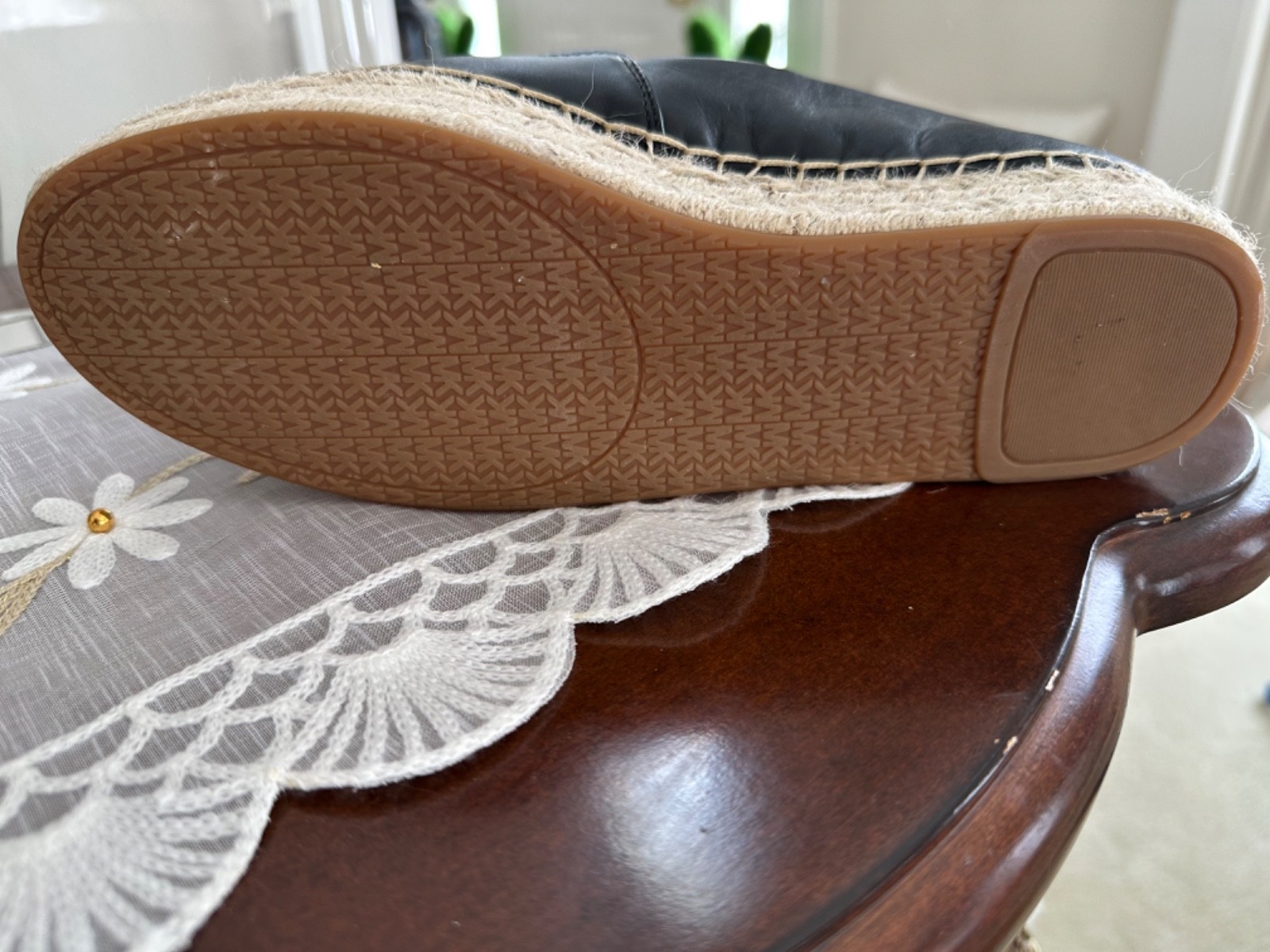 MICHAEL KORS KENDRICK ESPADRILLES BLACK LEATHER WOMEN'S 8M