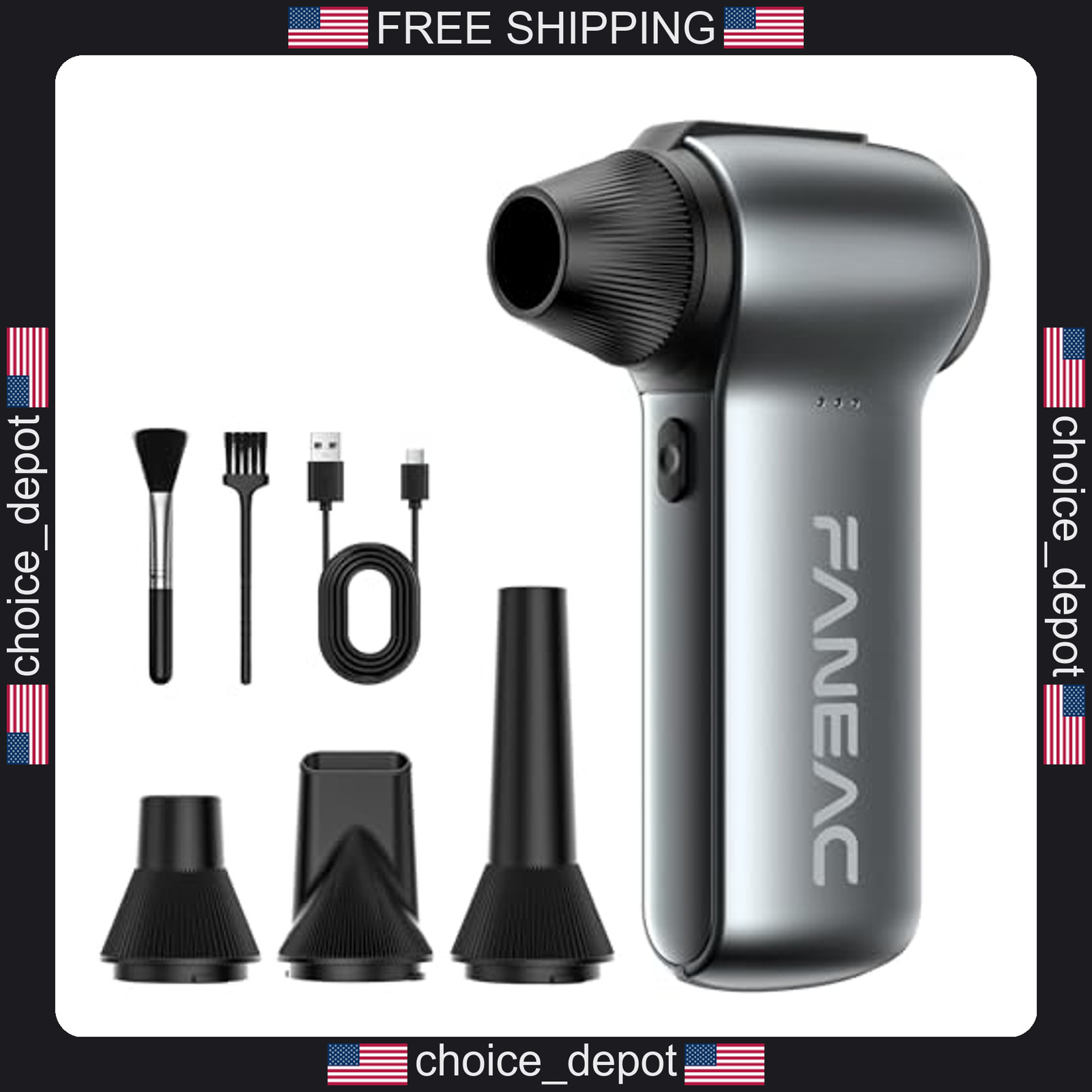 FANEAC Handheld Electric Air Duster with Brushless Motor and Nozzles