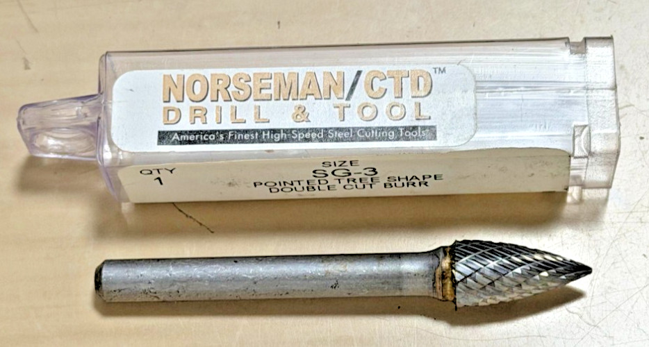 SG-3  Tree Shape 3/8" Tungsten Carbide Burr Die Grinder 1/4" USA 18769 NORSEMAN