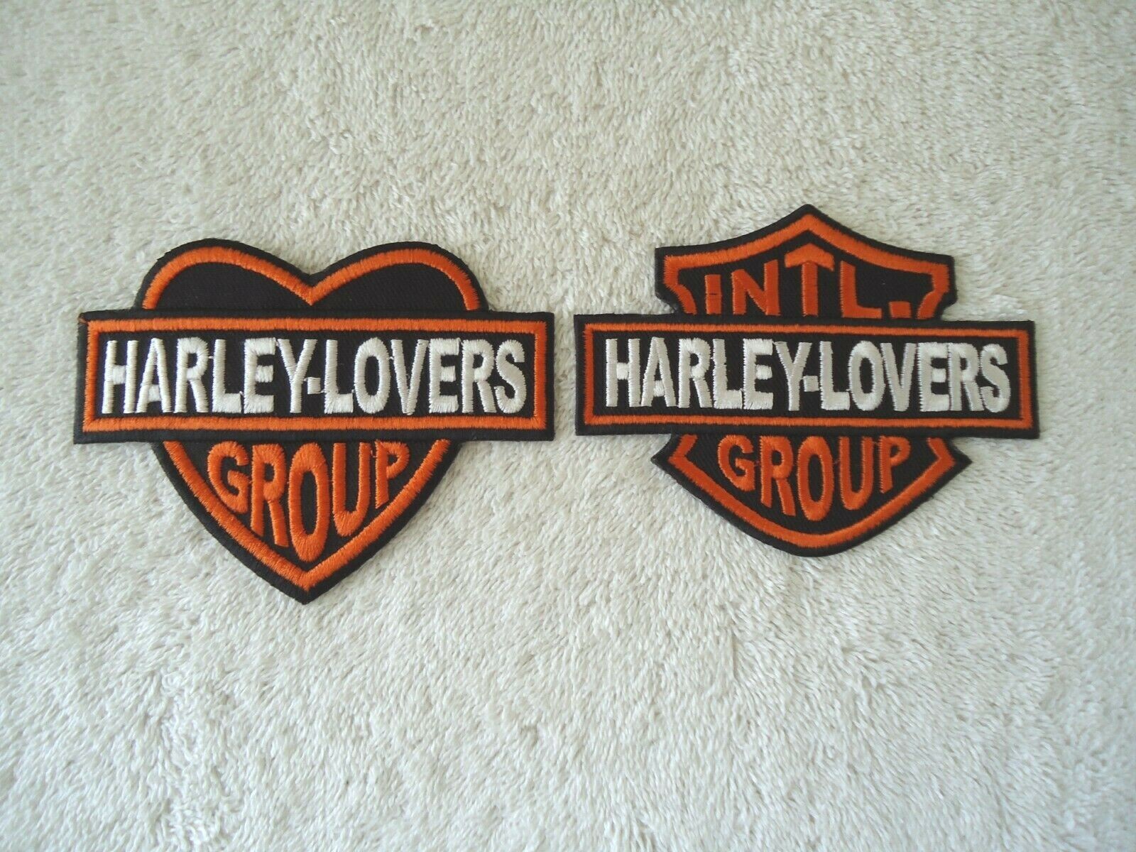 Set Of 2 " NOS " Harley Lovers Group Patches,1,Heart Shaped,1,Intl." GREAT SET "