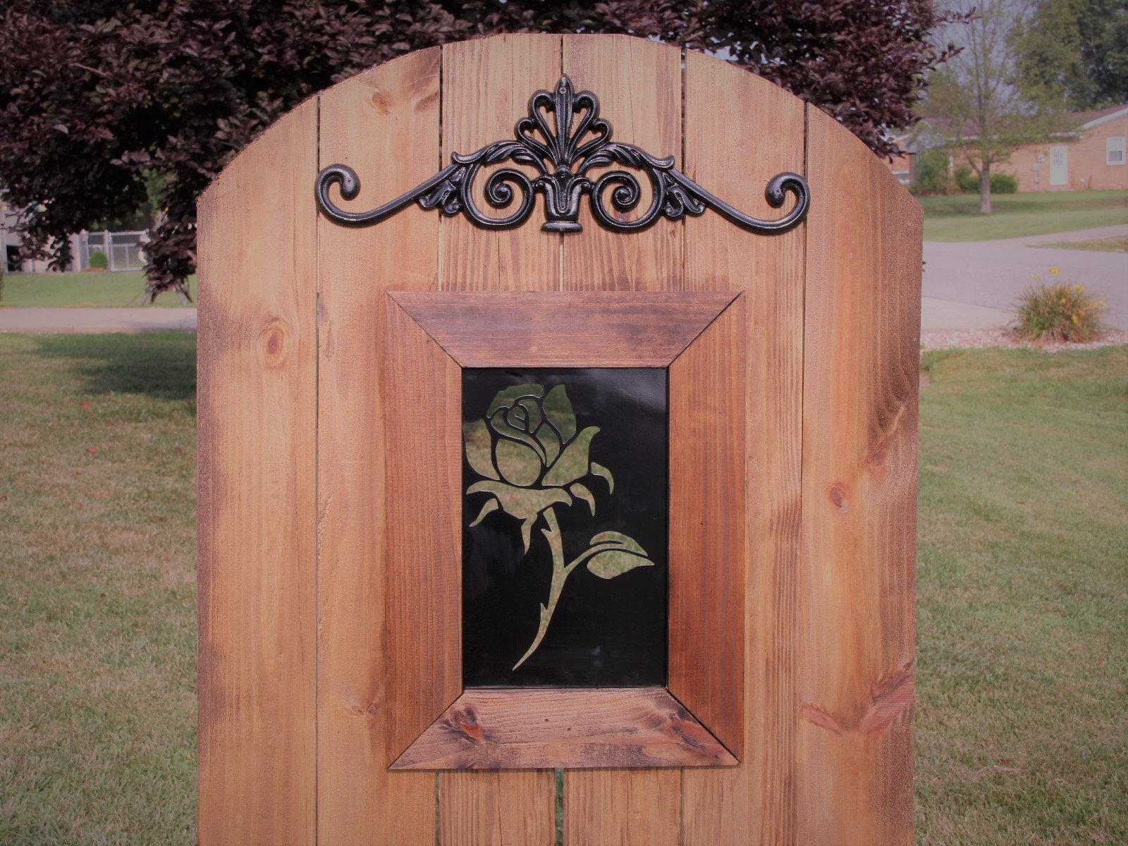 Rose Bud Steel Insert Window for Wood Gate, Rose Gate, Rose Decoration