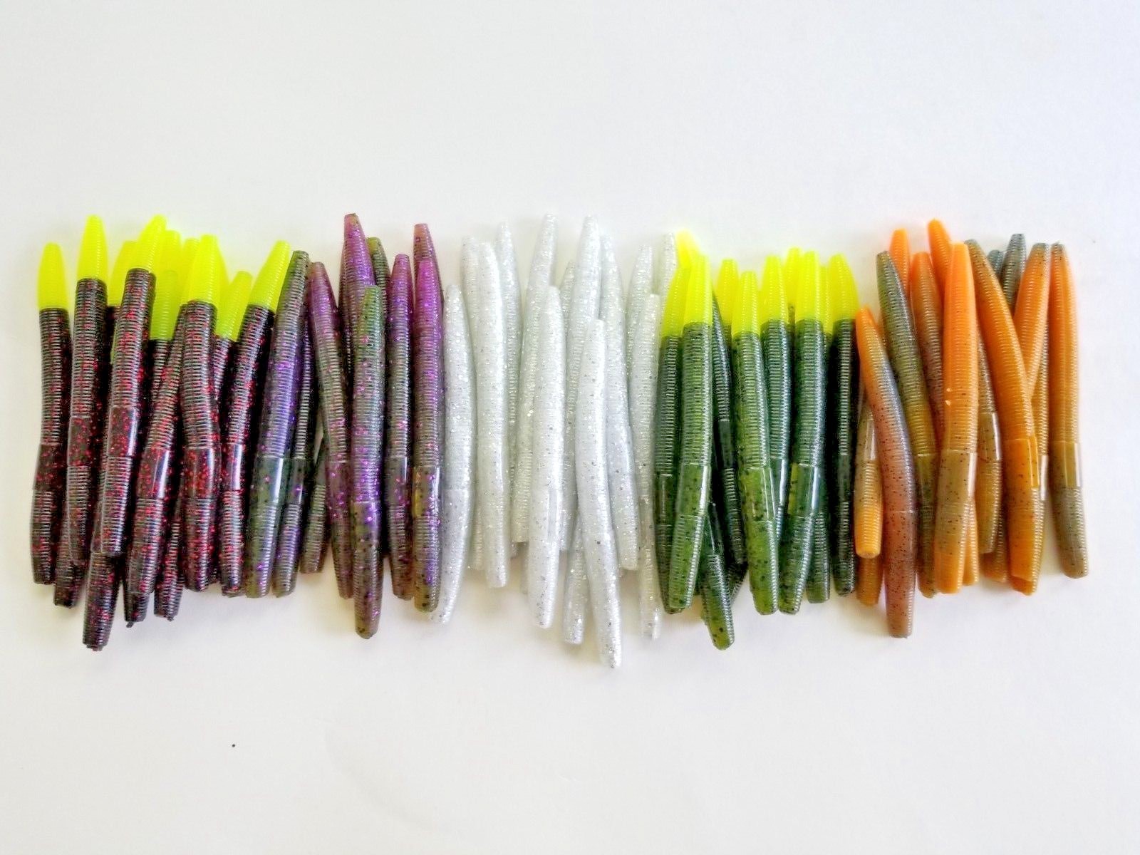 100 pk 4" Senko Style - 5 COLORS/20 EACH - Soft Plastic Worms Lures "2.0 Multi"
