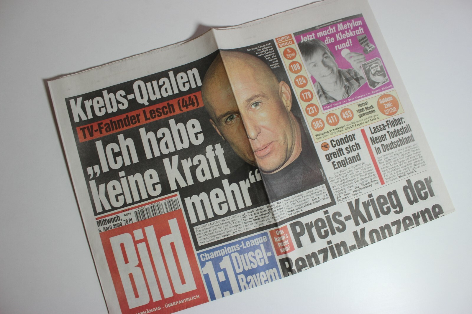 Bildzeitung 05.04.2000 April 5.4.2000 gift 20. 21. 22. 23rd Birthday