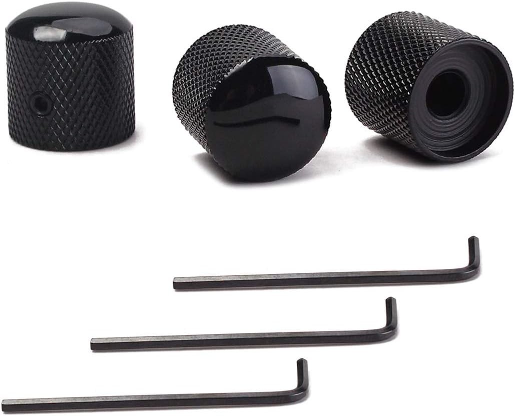 KAIY Set of 3 Black Metal Guitar Control Knob, Guitar Volume Tone Control