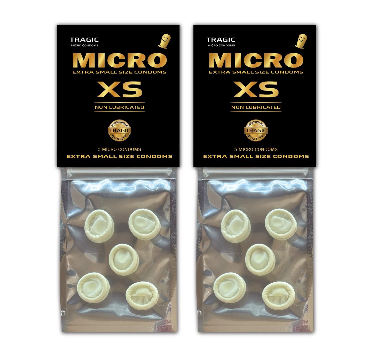 Qty 2 - MICRO SMALL MINI PECKER WILLY CONDOMS - Tiny GAG Joke Funny Gift Party