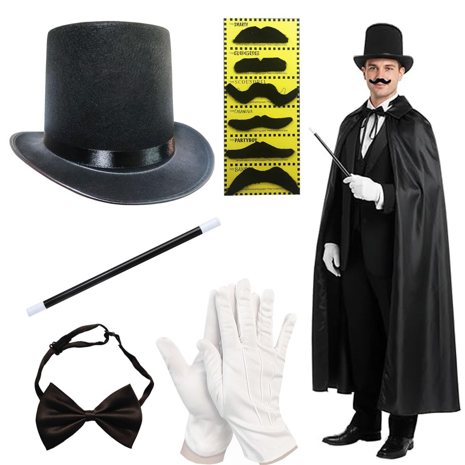 YaYuanSun Magician Costume Accessories for Adult with Top Hat Large, Black