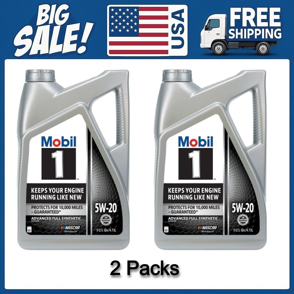 Mobil 1 Advanced Full Synthetic Motor Oil 5W-20, 5 Quart 2 Packs