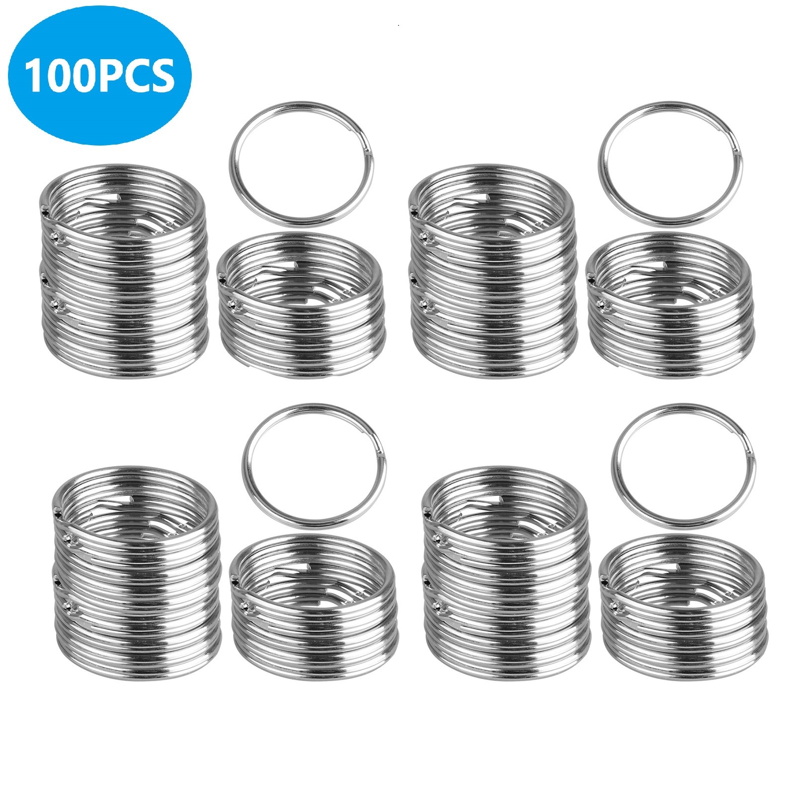 100pcs 25mm Iron Metal Flat Key Ring Split Ring Keychain Split Keychain
